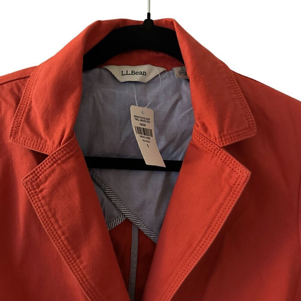 L.L. Bean Sea Rose Bridgton Twill 3 Button Cotton Stretchy Blazer Size S NWT - Picture 6 of 9